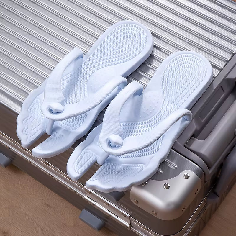 Folding Slippers Trip Travel Portable Slides Women Men Light Home Hotel Salon Homestay Guest Use Sandals Bathing Beach Shoes