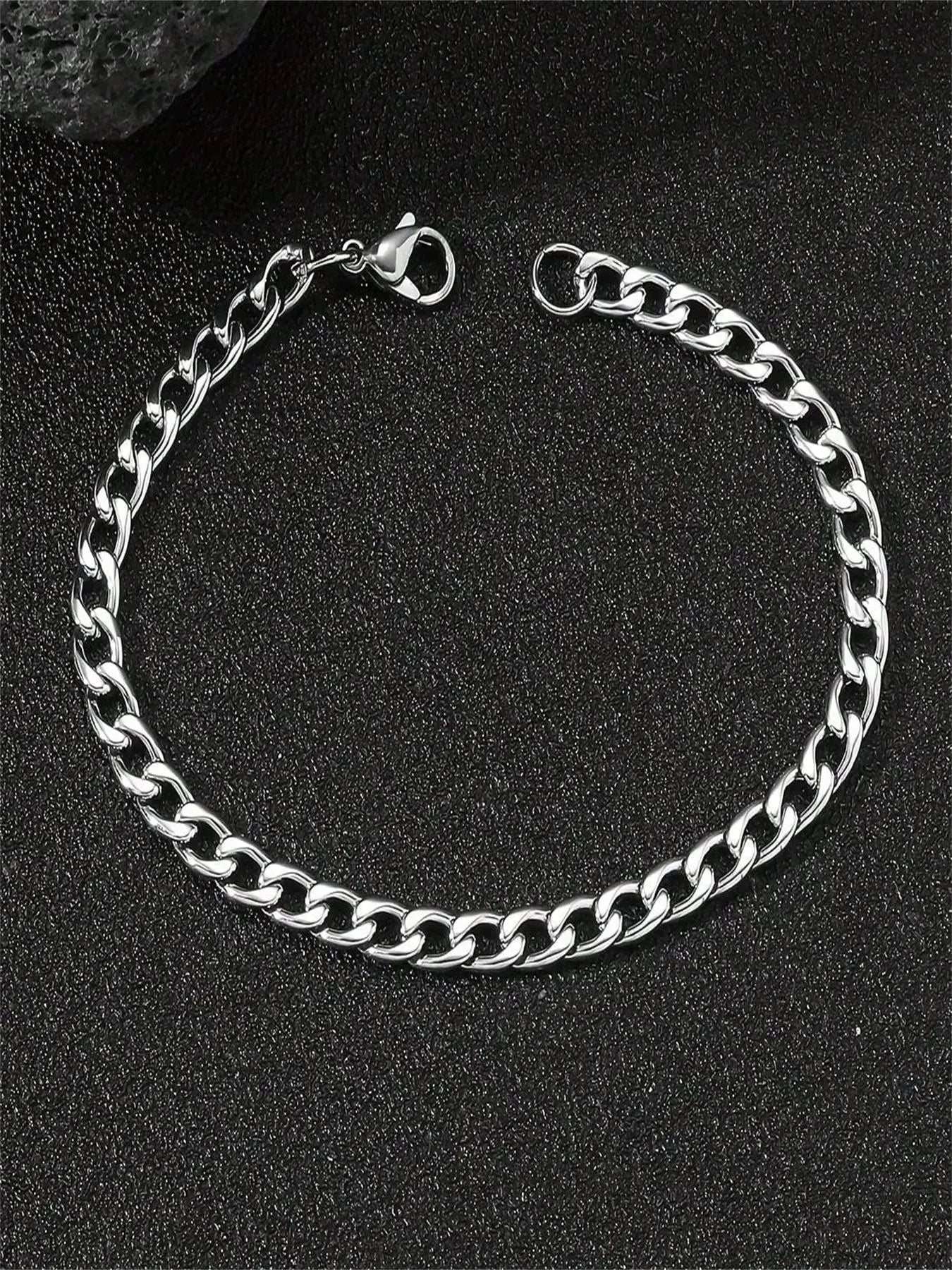 Men'S Minimalist Chain Bracelet, Stainless Steel Wrist, Fashion Jewelry for Party, Daily Clothing Decor, Trendy All-Match & Exquisite Jewelry for Birthday Gift