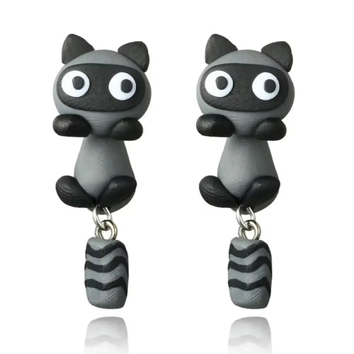 Temperament Fashion Design Party Carrot Raccoon Women Jewelry Korean Earrings Cartoon Stud Earrings 3D Animal Earring