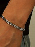 Men'S Minimalist Chain Bracelet, Stainless Steel Wrist, Fashion Jewelry for Party, Daily Clothing Decor, Trendy All-Match & Exquisite Jewelry for Birthday Gift
