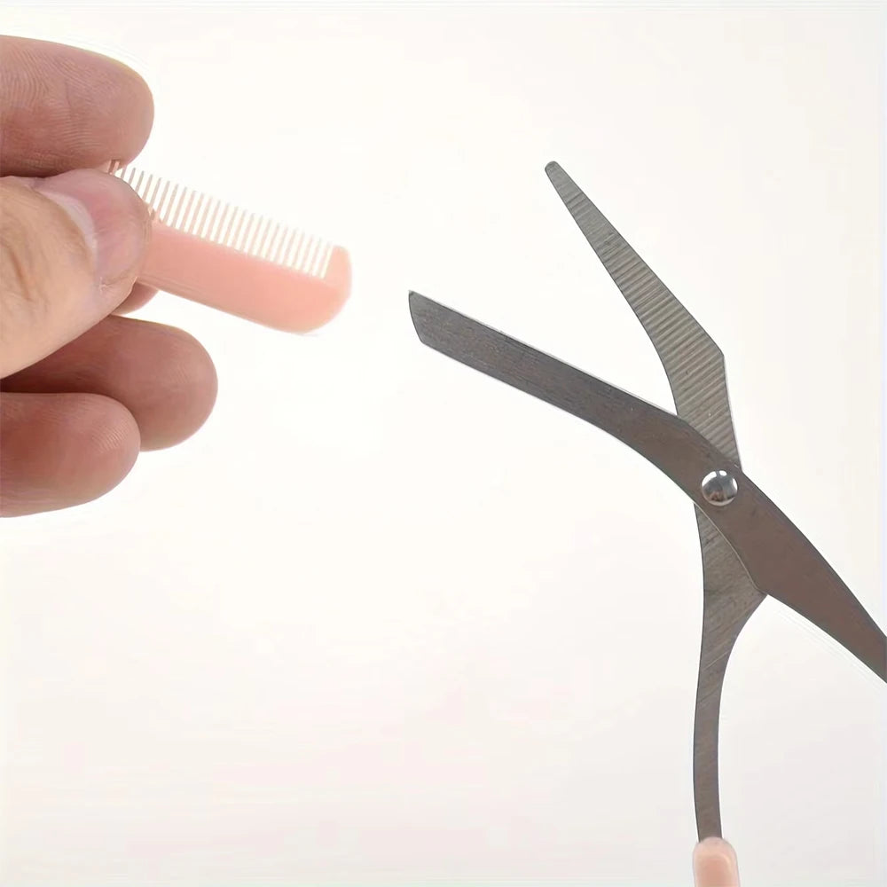 Eyebrow Trimmer Scissor with Comb Female Male Eyebrow Eyelash Scissors Safety Stainless Steel Face Razor Makeup Beauty Scissors